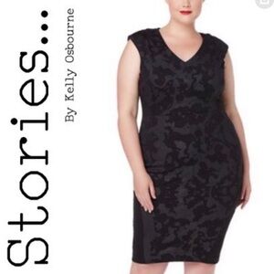 NWT Stories by Kelly Osbourne Black and Gray Marble Ponte Midi Dress- 3X